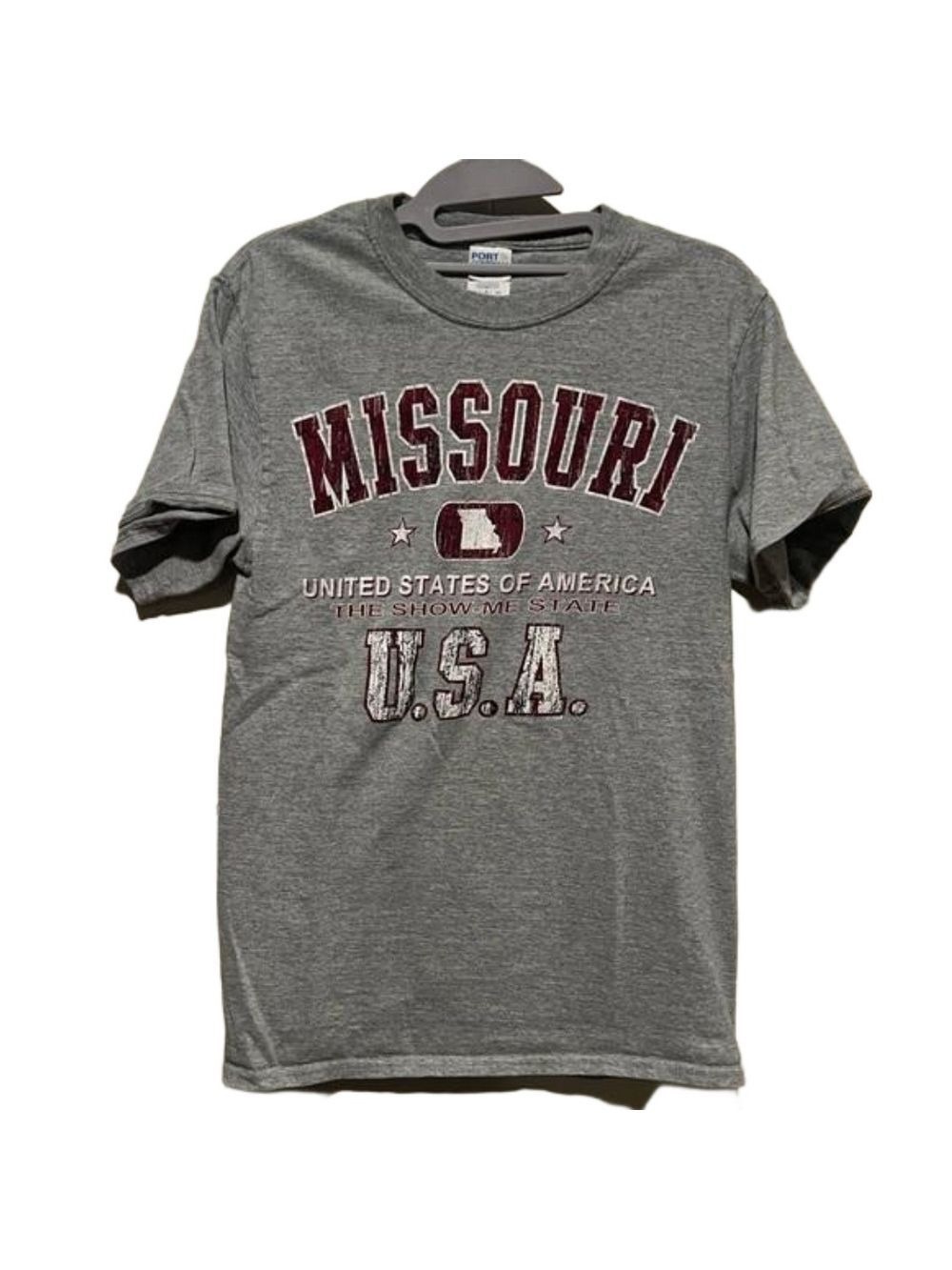 MISSOURI T-Shirt made by Port and Company. Size small in men’s. Color: Gray